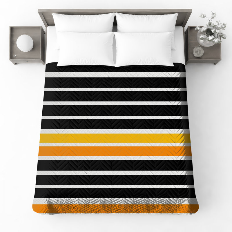 Couvre-lit matelassé à rayures noires toutes tailles, Double