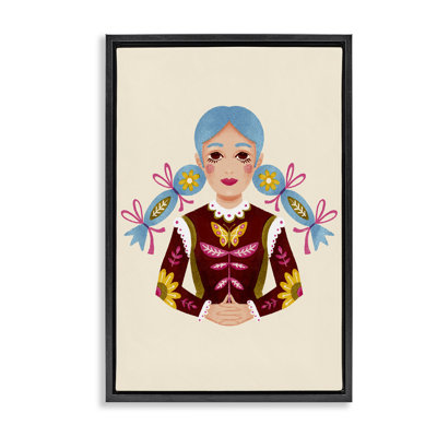 Blue Haired Girl Portrait Floating Frame, design by Hannah Moren