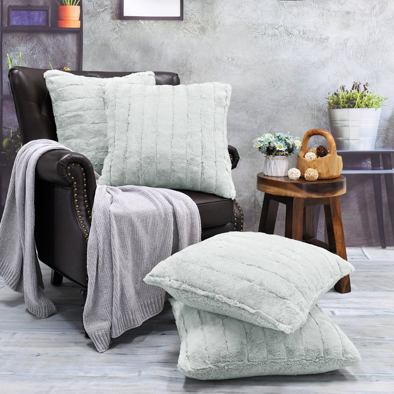 Super Mink Square Pillow Cover, Gray Down