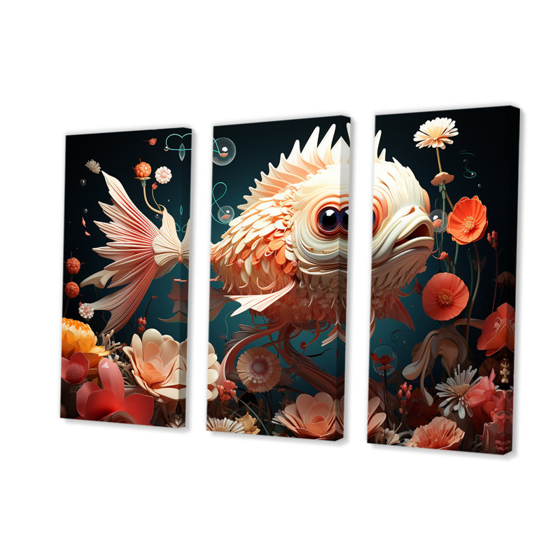 Art mural surréel de poisson sous-marin II, H 40 po x l 60 po