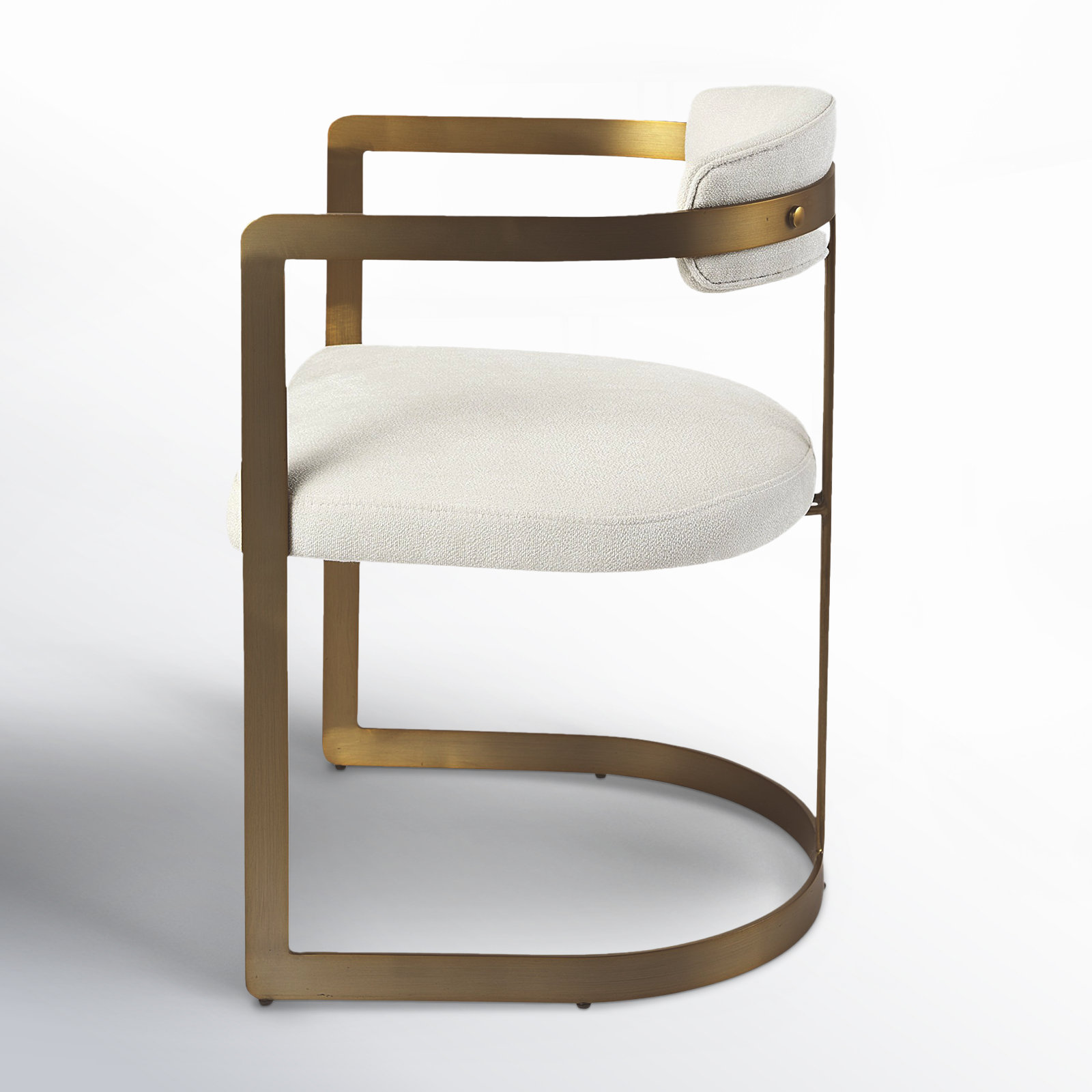 Bradley Upholstered Dining Armchair, Cream, Gold