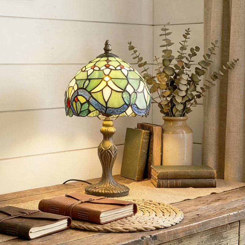 Lampe de table baroque, table de chevet teintée avec ampoule et interrupteur