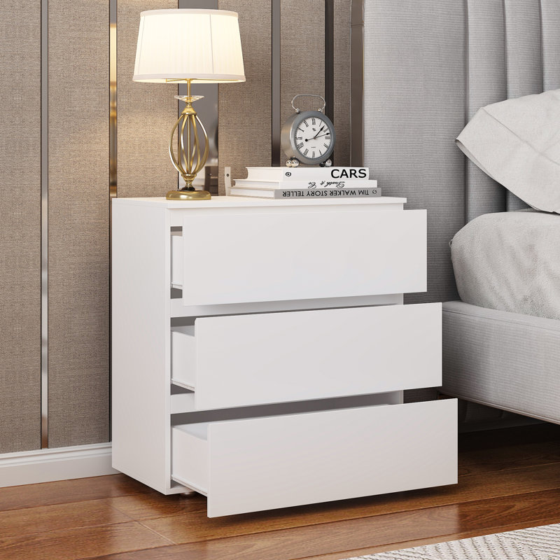32.3"H Nightstand With 3 Drawers(Set Of 2), White