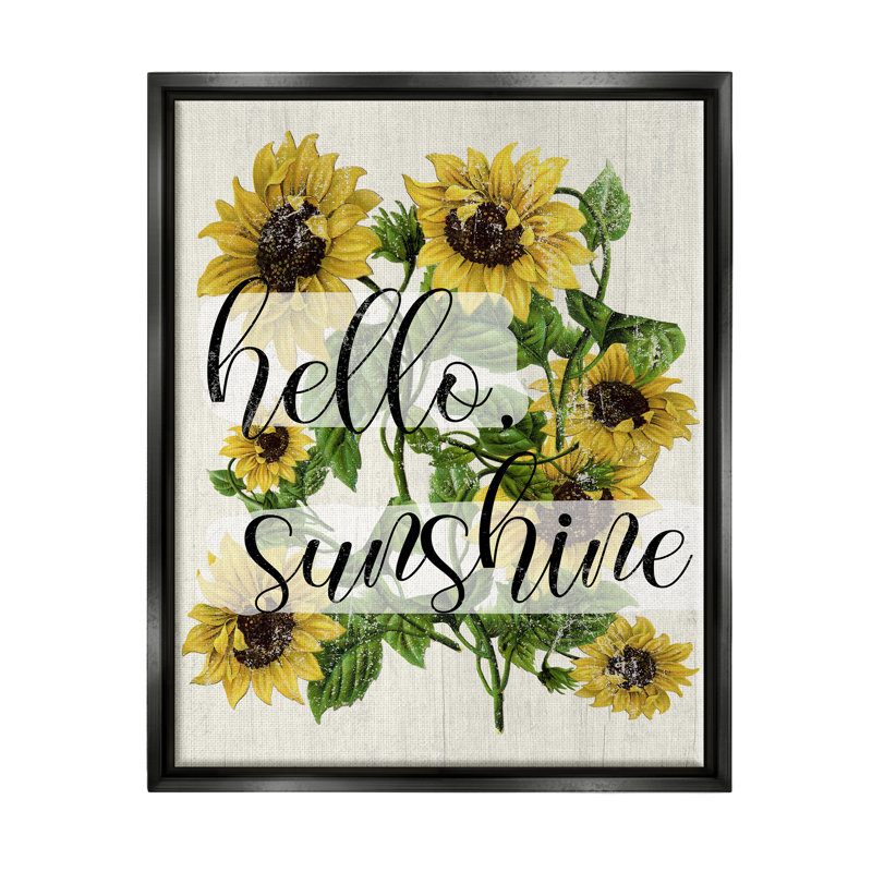 Art mural rétro sur toile, "Sunflowers with Hello Sunshine" par Daphne Polselli, H 21 po x l 17 po