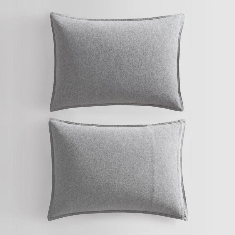 Melange 100% Cotton Standard Duvet Cover Set, King Duvet Cover + 2 King Pillowcases, Silver Gray