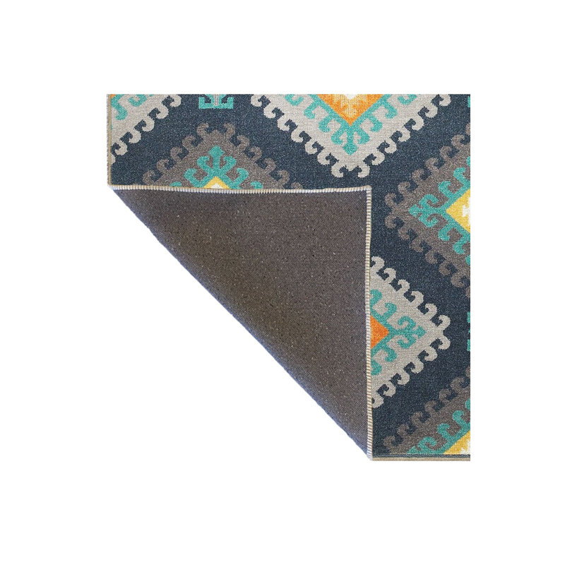 Tapis décoratif multicolore à motif traditionnel lavable à la machine, Carré 3 pi 3 po
