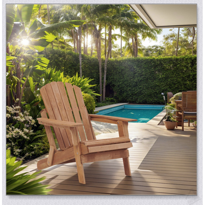 Chaise Adirondack pliante en bois surdimensionnée avec dossier et siège pré-assemblés, parfaite pour le jardin, la cour et le patio
