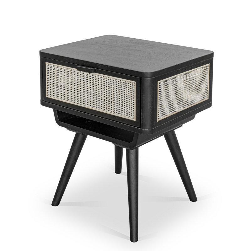 20'' W Solid Wood Nightstand, Charcoal