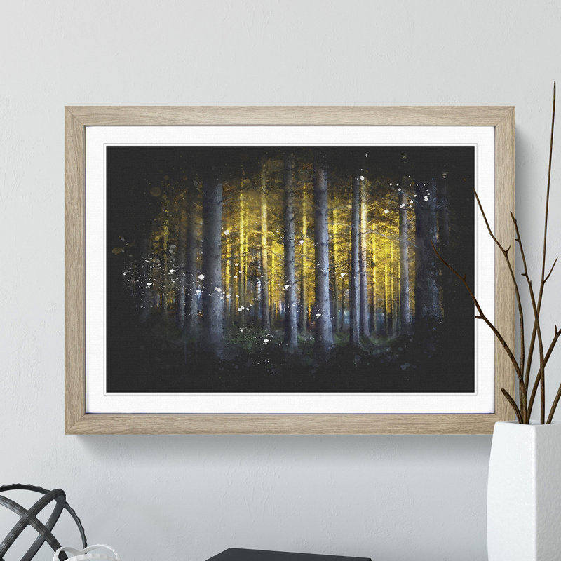 Sunlight Forest Vol.4 Paint Splash - Picture Frame Graphic Art, Oak, 27cm H x 36cm W x 2cm D