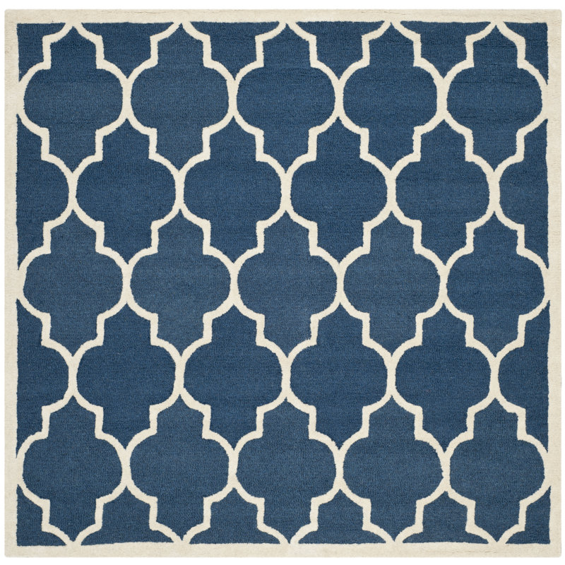 Cannen Hand Tufted Wool Geometric Rug, Square 8'