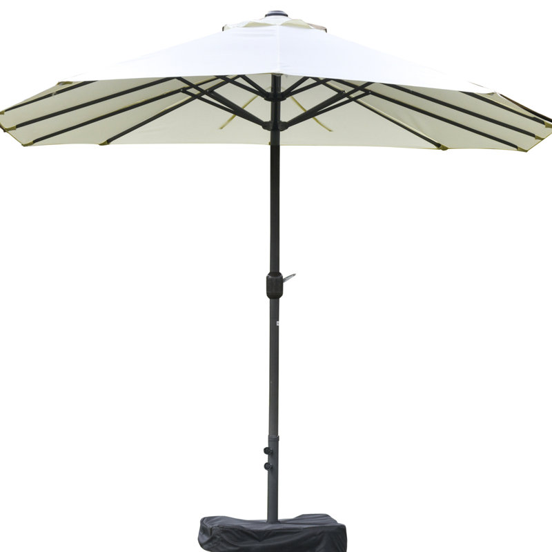Parasol de patio - Parasol de marché rectangulaire en acier à double face, parasol beige, matériau, manivelle facile pour la terrasse extérieure, construction stable, assemblage près de la piscine