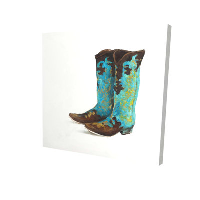 Bottes de cowboy bleues sur toile | Home Decor Fashion Chaussures Art