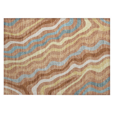 Machine Washable Indoor/Outdoor Chantille ACN2570 Abstract Rug