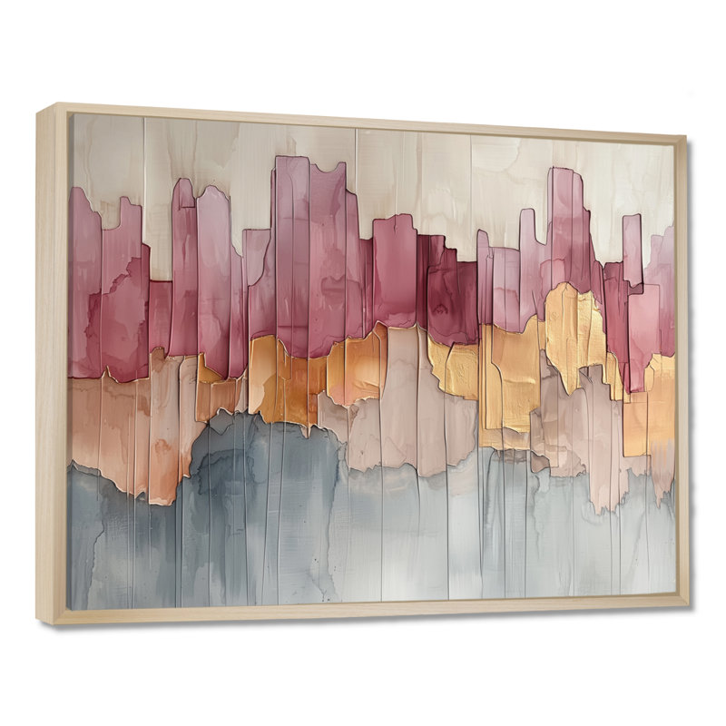 Nyria - Abstract Large Wall Decor, H 30 po x l 40 po, Cadre flottant, Crème