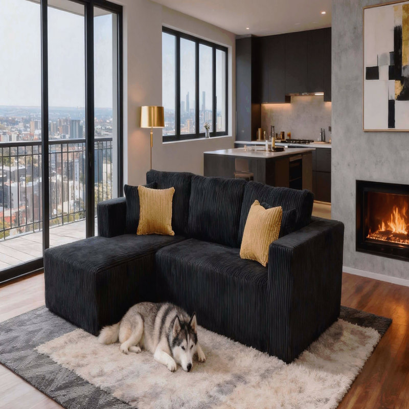 Canapé modulaire rembourré en velours côtelé
