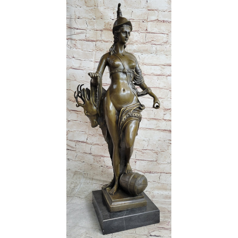 Statue de déesse grecque en bronze Minerva Athena, figurine nue 26 po x 21 po