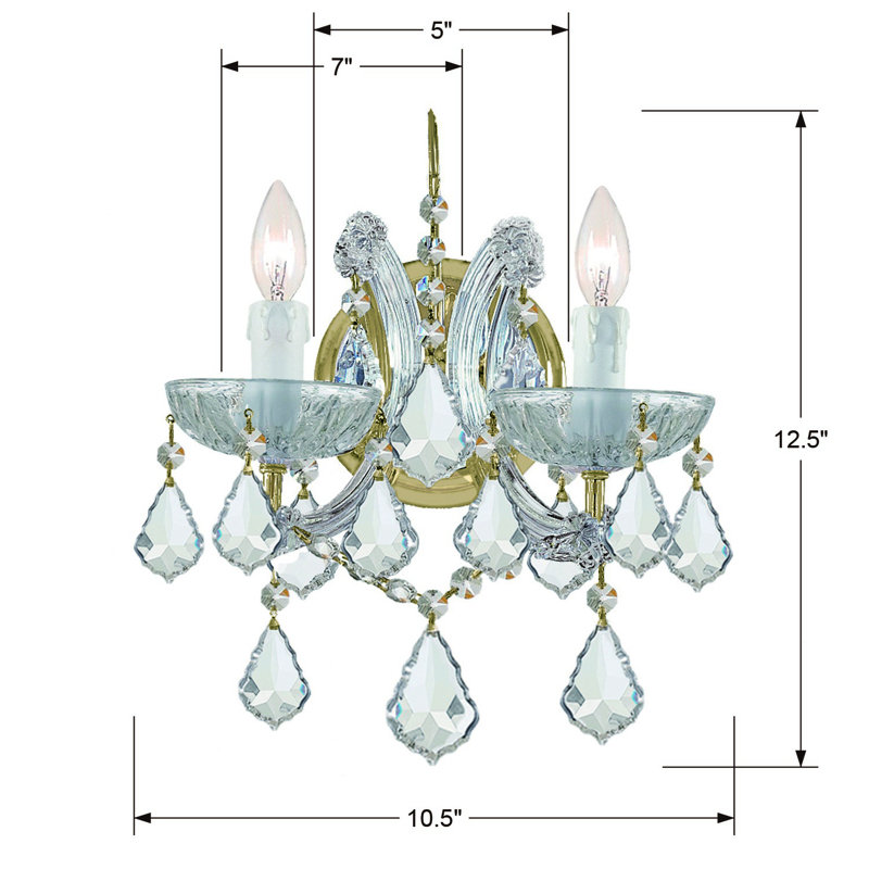 Wehr 2 - Light Candle Wall Light, Swarovski Spectra, Gold
