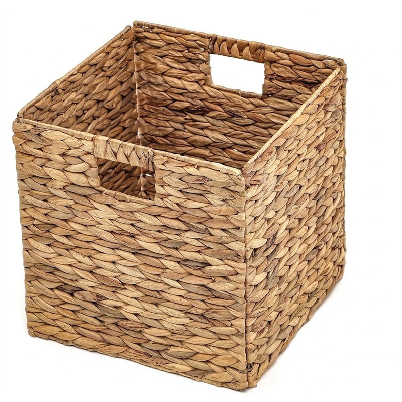 Paniers de rangement pliables en jacinthe d'eau avec armature en fil de fer, ensemble de 4, paniers de rangement tressés pour chambre, buanderie, cuisine et étagères