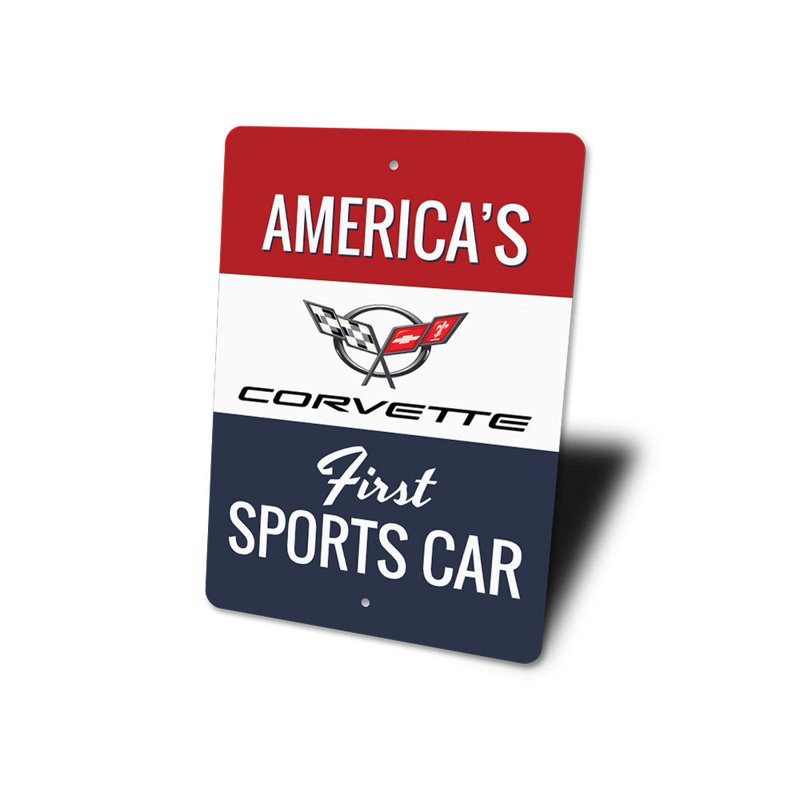 Enseigne en aluminium Corvette America, H 18 po x l 12 po x P 0,06 po