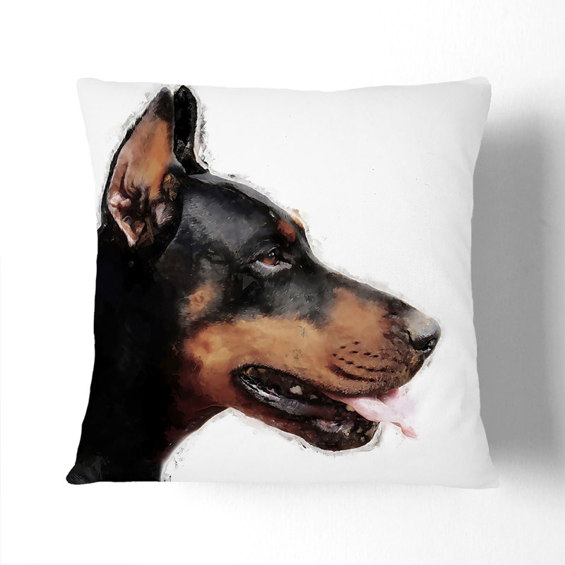 Magnificent Doberman Cushion with Filling, 55cm H x 55cm W x 20cm D, Black