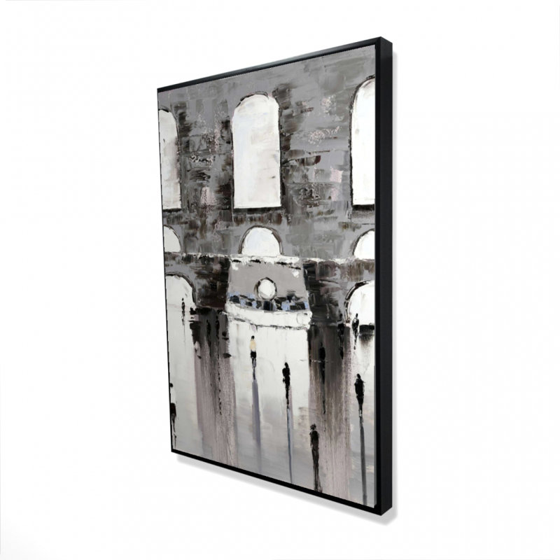 Reproduction sur toile grise avec des passants