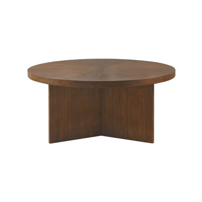 Martha Stewart Sadie Round Walnut Wood Coffee Table
