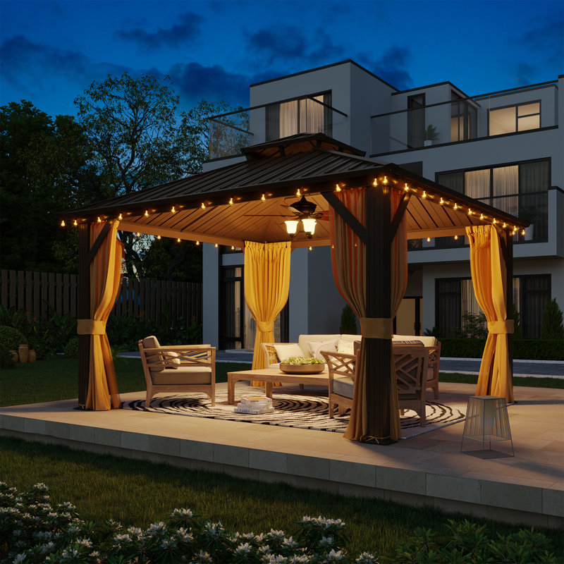 Abri de jardin pour patio en métal l 12 pi x P 12 pi