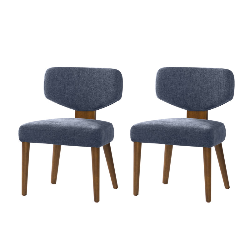 Mid Century Modern Upholstered Dining Chairs, Blue