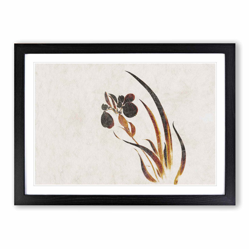 Iris Flower by Shibata Zeshin - Picture Frame Painting Print, 27cm H x 36cm W x 2cm D, Black Framed