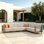 Canapé modulaire d'extérieur en forme de L en osier à six places avec coussins épais et accoudoirs élégants pour le jardin, la piscine et la cour