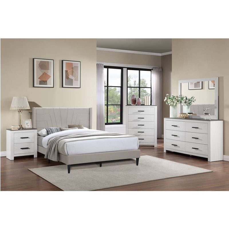 Queen size, Upholstered Platform Bed , Light Brown