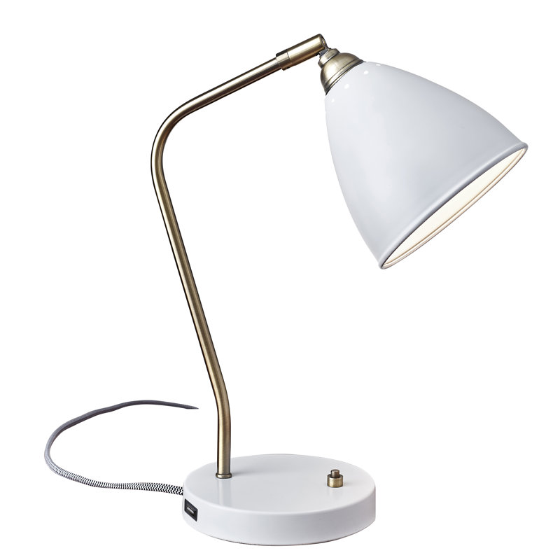 Agatho Adjustable Metal USB Desk Lamp, White