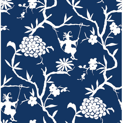 Aliyahna Chinoiserie Silhouette 18' L x 20.5'' W Peel and Stick Wallpaper Roll