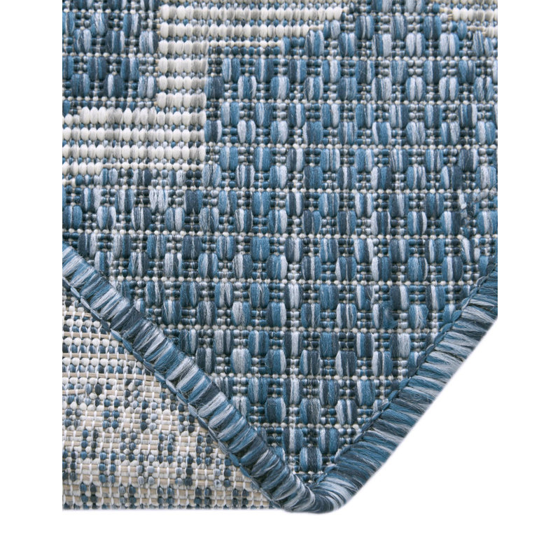 Suffolk Blue Indoor/Outdoor Area Rug, Round 6'1"