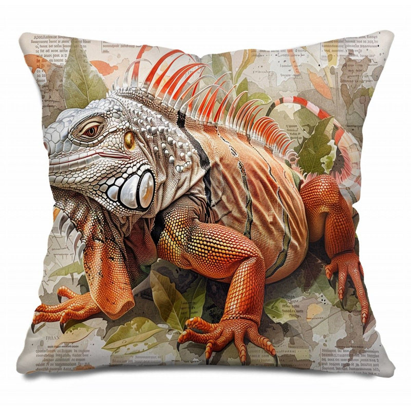 Coussin décoratif réversible en mélange de coton Iguana, H 14 po x l 14 po
