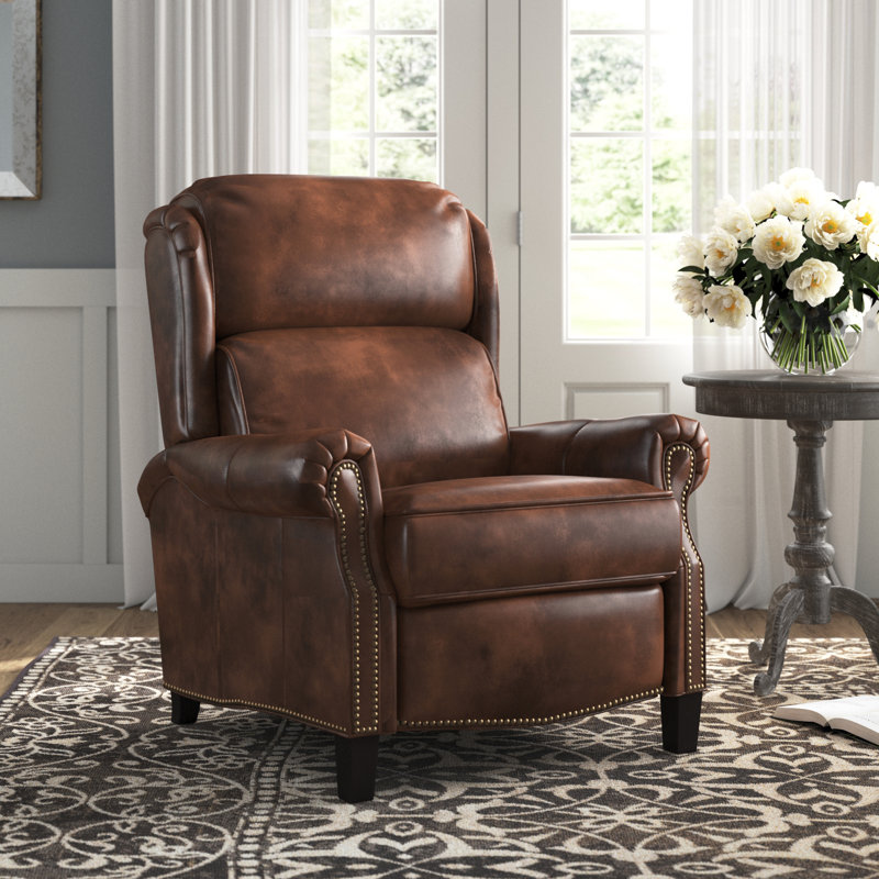 Foxton Recliner, Worthington Cognac Split Grain Leather