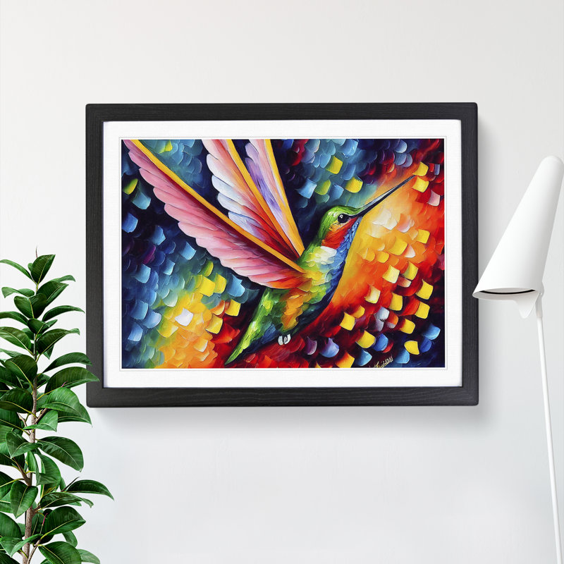 Hummingbird Vol.8 Abstract - Single Picture Frame Painting, Black, 25cm H x 34cm W x 2cm D