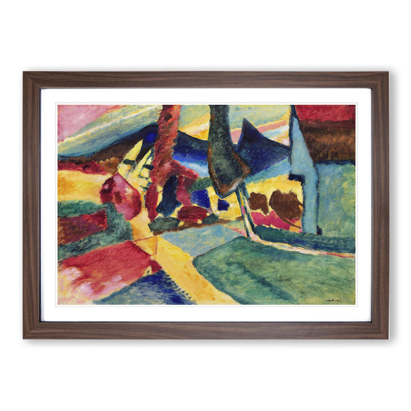 Landscape with Two Poplars by Wassily Kandinsky - Picture Frame Painting, Walnut Framed, 36cm H x 48cm W x 2cm D