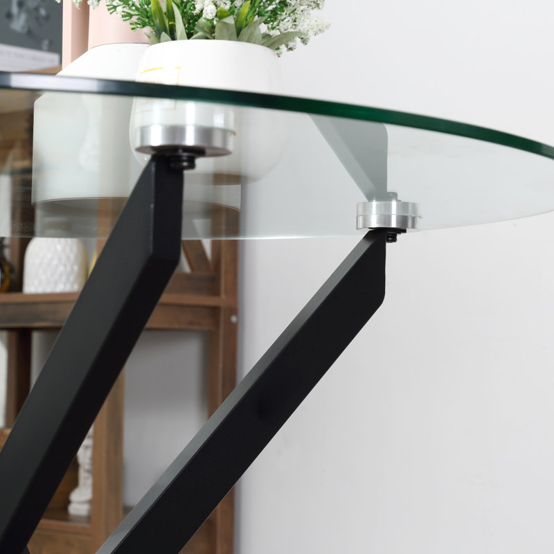 Glass Top Cross Legs End Table