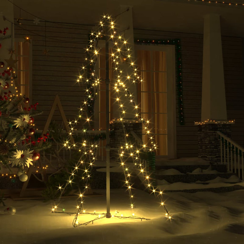 Christmas Cone Tree Artificial Xmas Tree with LEDs Christmas Lighting, Yellow, 4'