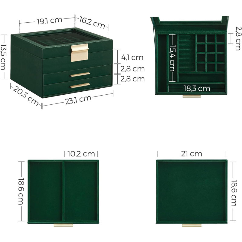 Jewellery Box +, Forest Green/Gold