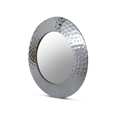 Hammered Pewter Round Mirror