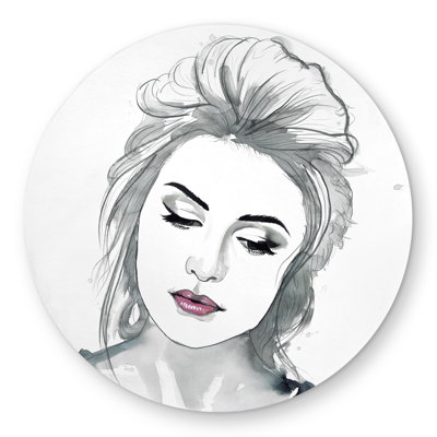 Watercolor Delicate Woman Rug - White Round Outdoor Decor
