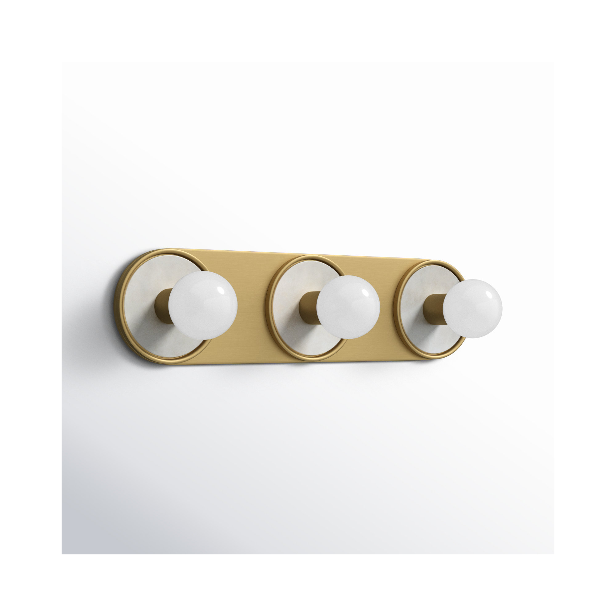 Rocha 3 Light Alabaster Dimmable Bath Bar, No, White Alabaster/Natural Aged Brass