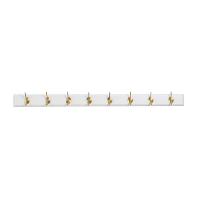 Crochet mural élégant en bois Blanchett, blanc et or, 39,4 x 2,8 x 3,1 pouces | Crochet 100% laiton, structure en bois de 0,8 po d'épaisseur | Conception moderne et innovante pour le vestibule, solution de rangement élégante et fonctionnelle
