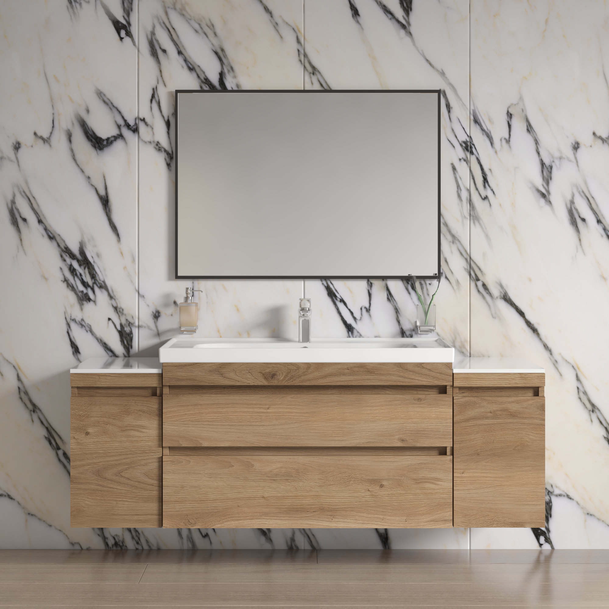 Orren Ellis Modern Wall Mounted Bathroom Vanity With Washbasin