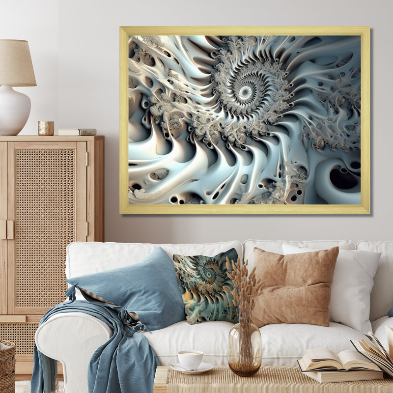 Fractal Futuristic Architecture - Fractals Wall Art Living Room, H 24 po x l 32 po x P 1 po, Cadre doré à une seule photo