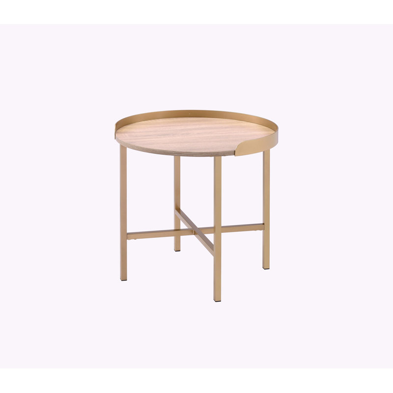 Table en chêne avec rebord doré