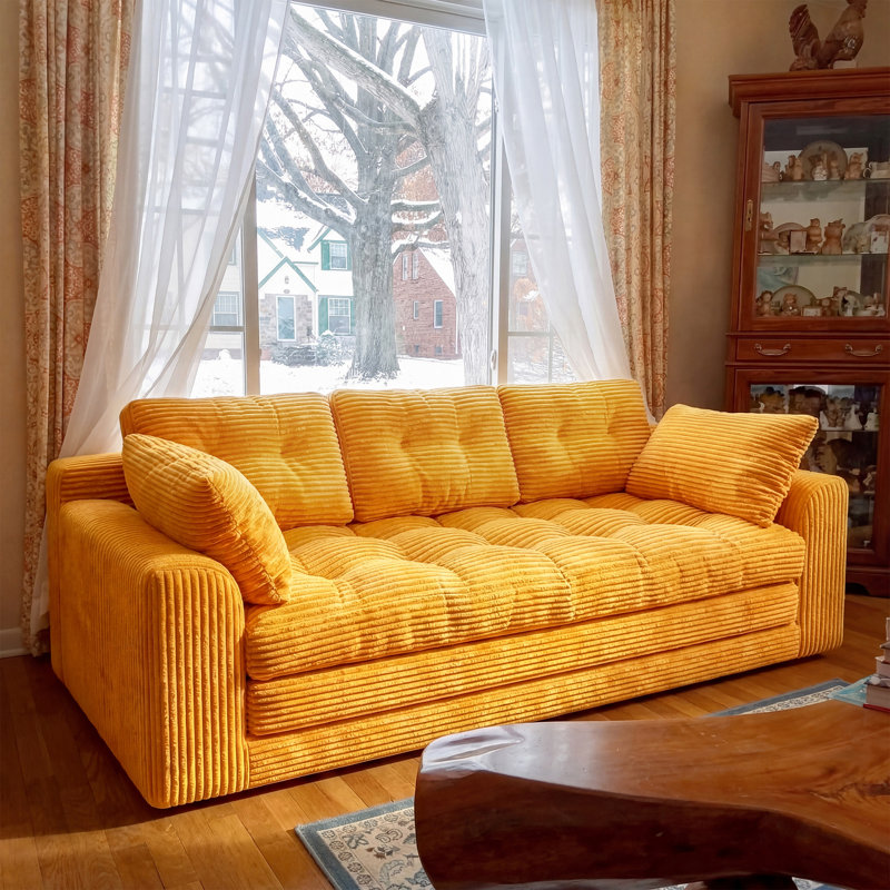 Boneless Convertible Folding Sofa Bed, Sponge Floor Couch with Pillows for Small Space Living Room Bedroom, No-Assembly Required