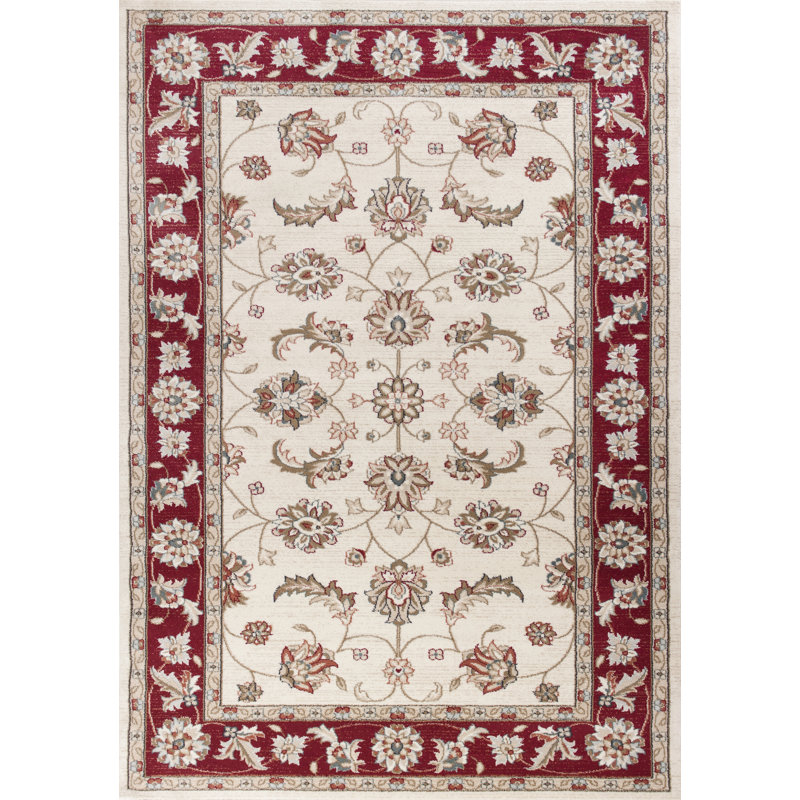 Arnot Indoor Rug, Rectangle 5'3" x 7'7", Ivory/Red